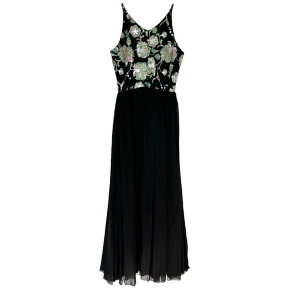 Dress The Population Adriana Sequin Bodice Floral V Neck Gown Size XL NWT - Picture 8 of 12